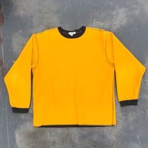 Reversible yellow and gray blanket sweater